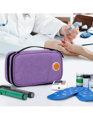 Estuche de Viaje CURMIO para Insulina Doble Capa Morado