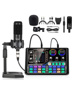 Kit Completo para Podcasting Todo en Uno - Mezclador y Micrófono