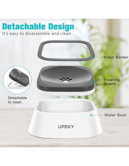 Cuenco para Perros UPSKY 1.05L Antideslizante Sin Derrames