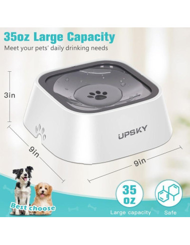 Cuenco para Perros UPSKY 1.05L Antideslizante Sin Derrames
