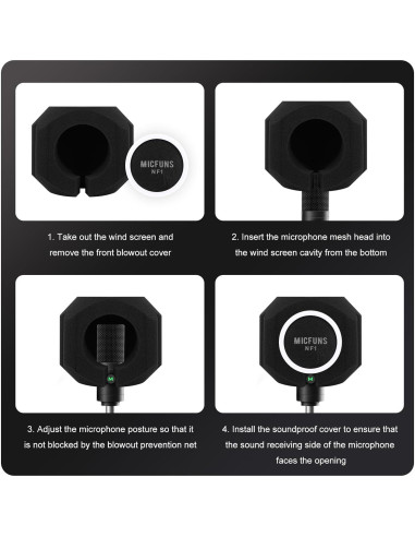 Filtro de Pop para Micrófono NF1 - Insonorizante Negro 8x6 cm