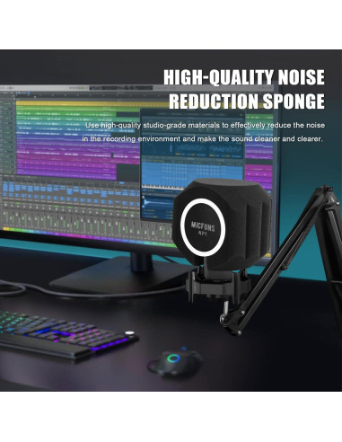 Filtro de Pop para Micrófono NF1 - Insonorizante Negro 8x6 cm