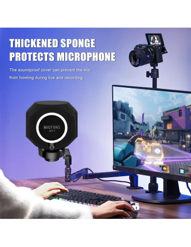 Filtro de Pop para Micrófono NF1 - Insonorizante Negro 8x6 cm