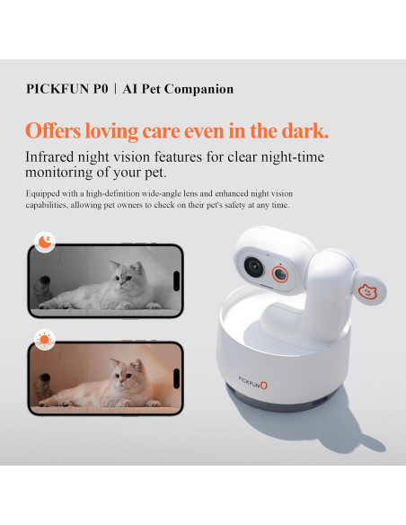Cámara para Mascotas PICKFUN P0 HD 5MP con Audio Bidireccional
