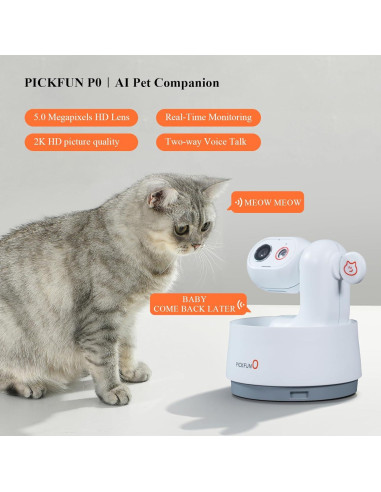 Cámara para Mascotas PICKFUN P0 HD 5MP con Audio Bidireccional