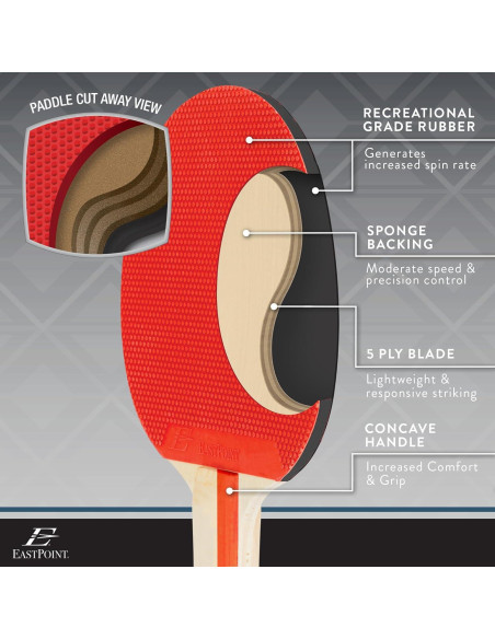 Conjunto de Palas de Ping Pong EastPoint para 2 Jugadores