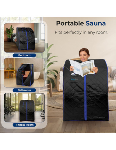 Sauna Infrarroja Portátil SereneLife 70x80x96cm Negro