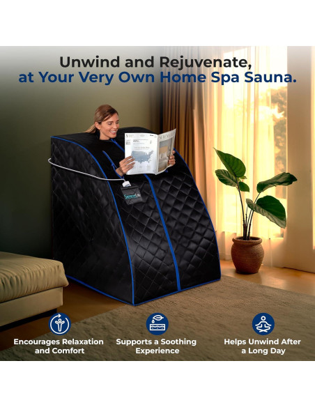 Sauna Infrarroja Portátil SereneLife 70x80x96cm Negro