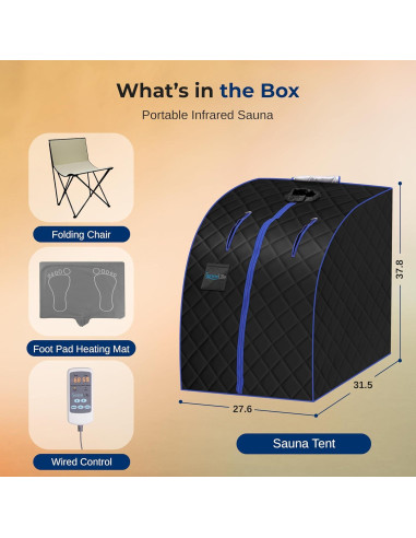 Sauna Infrarroja Portátil SereneLife 70x80x96cm Negro