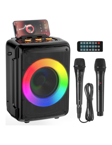 Máquina de Karaoke HWWR Portátil Bluetooth 2 Micrófonos