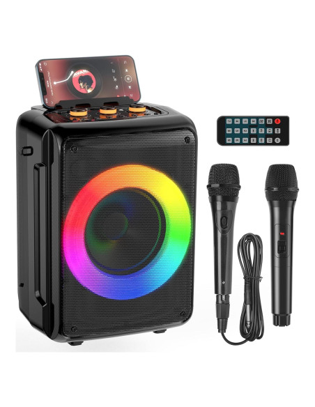 Máquina de Karaoke HWWR Portátil Bluetooth 2 Micrófonos