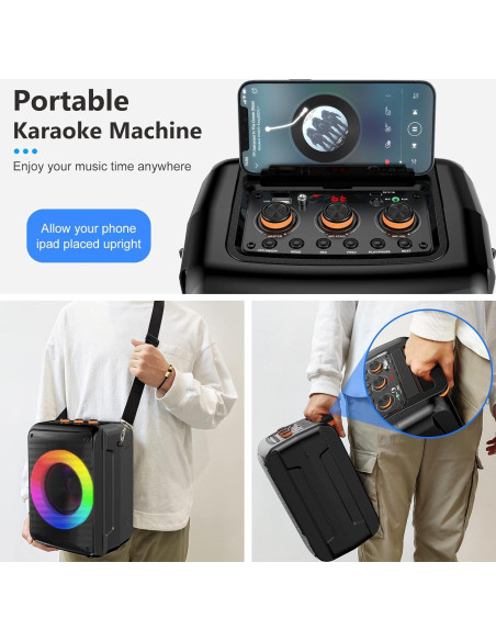 Máquina de Karaoke HWWR Portátil Bluetooth 2 Micrófonos