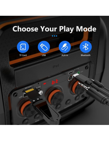 Máquina de Karaoke HWWR Portátil Bluetooth 2 Micrófonos