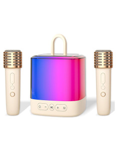 Mini Máquina de Karaoke DRSYXCS con 2 Micrófonos Inalámbricos