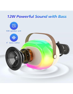 Karaoke Portátil MEGUO K38 con 2 Micrófonos y Luces 2