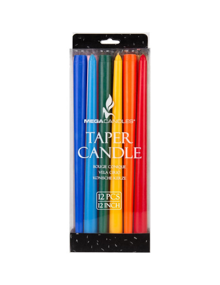 Juego de Velas Taper Mega Velas 12 Pcs 30 cm Colores Variados