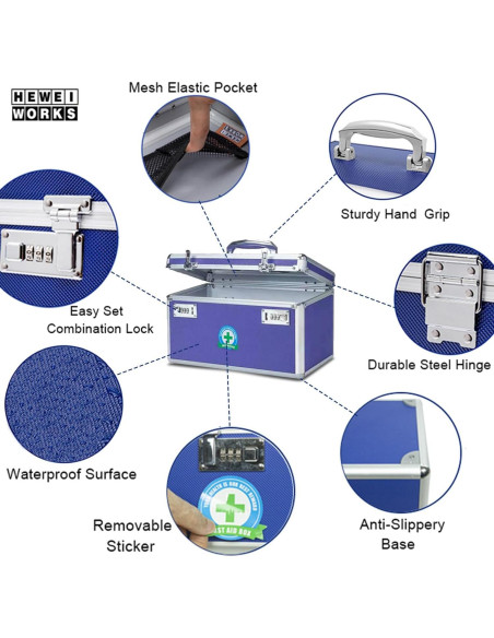 Caja de Medicamentos HEWEI WORKS Cerrable 36x18x21cm Azul