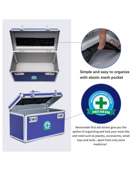 Caja de Medicamentos HEWEI WORKS Cerrable 36x18x21cm Azul