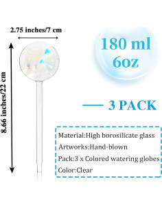 Esferas de Riego para Plantas Pynqdfu 3 Pcs 22 cm Vidrio 2