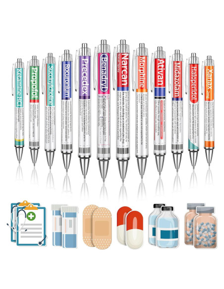 24 Bolígrafos de Farmacia MotiMind + 12 Notas Adhesivas