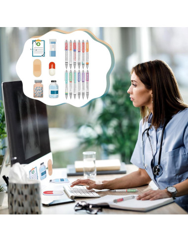 24 Bolígrafos de Farmacia MotiMind + 12 Notas Adhesivas