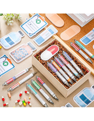 24 Bolígrafos de Farmacia MotiMind + 12 Notas Adhesivas