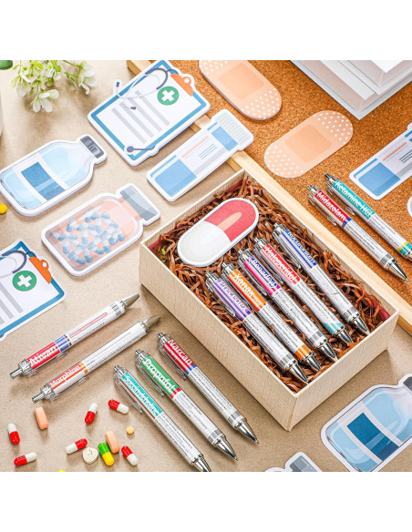 24 Bolígrafos de Farmacia MotiMind + 12 Notas Adhesivas
