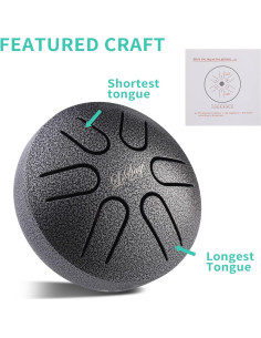 LeSage Mini Tongue Drum 8 cm 6 notas Plata para Meditación 2