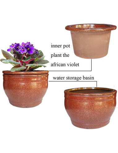 Maceta Autorriego Dphagesy 15 cm Cerámica Cobre Redonda