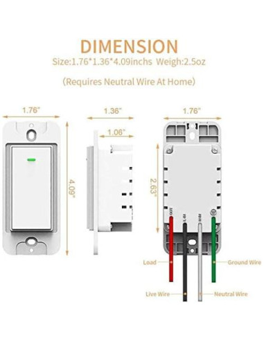 Interruptor de Luz Inteligente Bekca 4Pack Control Remoto