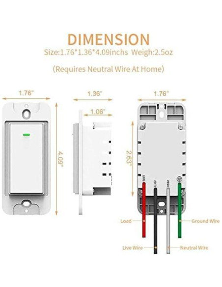 Interruptor de Luz Inteligente Bekca 4Pack Control Remoto
