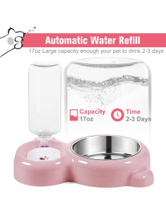 Juego de Cuencos para Perros y Gatos Azwraith - Rosa 2