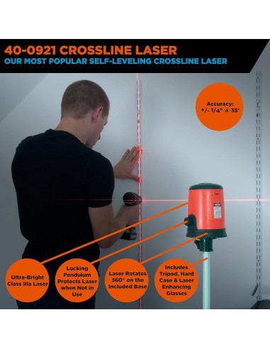 Nivel láser auto-nivelante Johnson 40-0921, 48 x 25 cm, Rojo