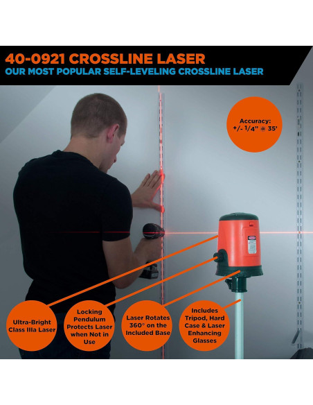 Nivel láser auto-nivelante Johnson 40-0921, 48 x 25 cm, Rojo