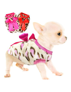 2 Suéteres para Perros XXS Leopardo Rosa y Rojo