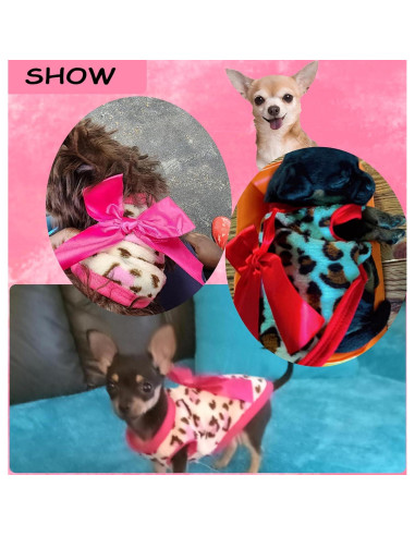 2 Suéteres para Perros XXS Leopardo Rosa y Rojo