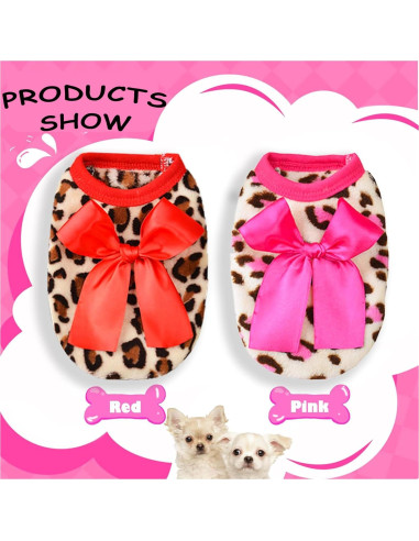 2 Suéteres para Perros XXS Leopardo Rosa y Rojo
