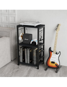 Mesa Lateral YAKANJ con Luz LED y Almacenamiento de Vinilos 2