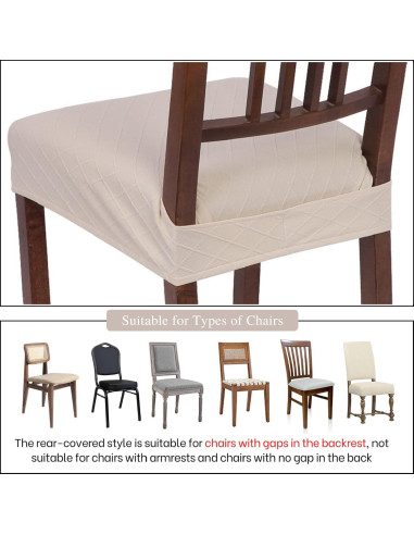 Funda de Silla de Comedor SearchI Set de 6 Jacquard Beige
