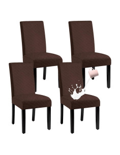 Funda de Silla Impermeable BOGUANG Juego de 4 Café