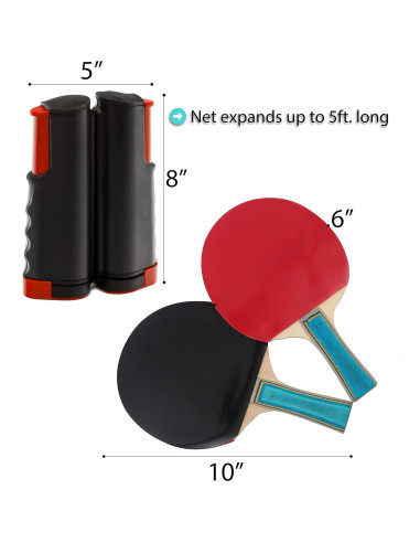 Conjunto de Tenis de Mesa Portátil Trademark Innovations Rojo