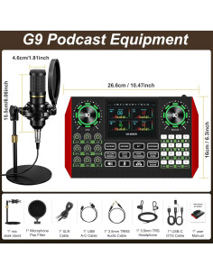 Kit de Podcast Neculogy G9 BM800 con Micrófono y Mezclador 2