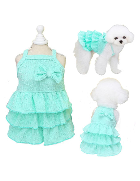 Vestido Verde para Perros Pequeños Wiz BBQT - Sin Mangas Vestido Verde para Perros Pequeños Wiz BBQT - Sin Mangas