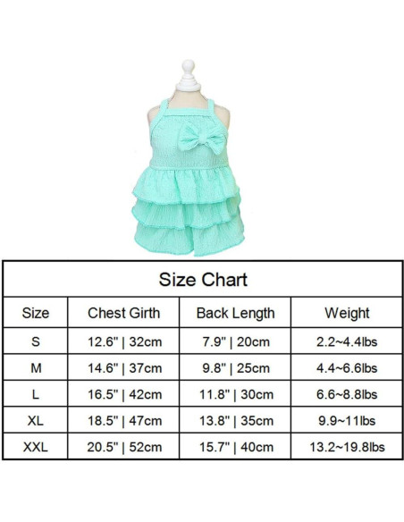 Vestido Verde para Perros Pequeños Wiz BBQT - Sin Mangas Vestido Verde para Perros Pequeños Wiz BBQT - Sin Mangas