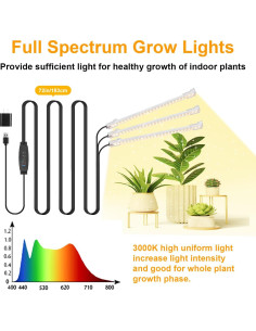 Tiras de Luz LED RWNTAO 3 Cabezas 3000K para Cultivo 2