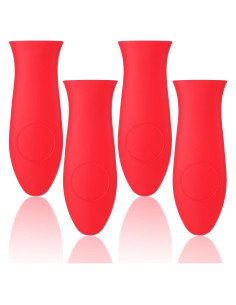 Funda de Mango de Silicona TIESOME 4 Pcs Antideslizante Rojo