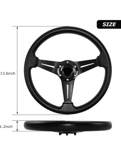 Volante de Carreras QYMOPAY 35 cm Antideslizante Negro 2