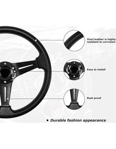 Volante de Carreras QYMOPAY 35 cm Antideslizante Negro