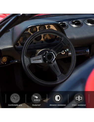 Volante de Carreras QYMOPAY 35 cm Antideslizante Negro