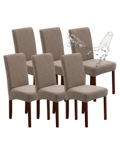 Cubiertas de Silla Genina Impermeables 6 PCS Hojas-Taupe
